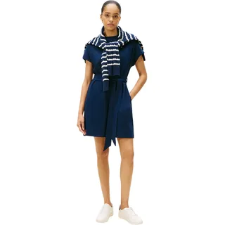 Tommy Hilfiger Damen Kleid Gold Button Jersey mit Gürtel, Blau (Dark Night Navy), XL
