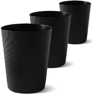 Duscdesp 3 Stück Papierkorb, Abfalleimer Klein Mülleimer Büro Papiermülleimer Kunststoff, Mülleimer Ohne Deckel Papiermüll Trash Bin Runder für Küche Kinderzimmer Schlafzimmer Wohnzimmer (Schwarz)