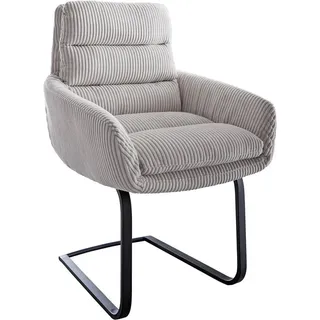 DeLife Freischwinger Abelia-Flex mit Armlehnen Cord Silbergrau Freischwinger flach Schwarz