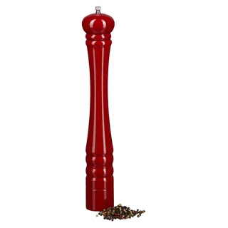 2 x Pfeffermühle Holz, Keramikmahlwerk, groß, klassisches Design, Gewürzmühle, HxBxT: 40 x 6 x 6 cm, rot - Dunkelrot