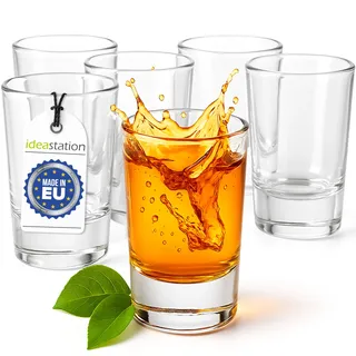 idea-station Straight Schnapsgläser 6 Stück - 4 cl (40 ml) - moderne Shotgläser aus Glas - perfekt für Party, Vodka, Schnäpse