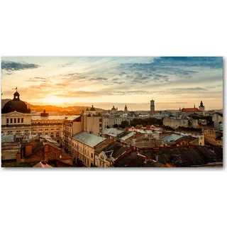 Tulup® Küchenrückwand Spritzschutz aus Glas -100x50 -Spritzschutz auf gehärtetes GlasSehenswürdigkeiten Sonne Lemberg