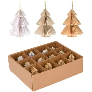Mobili Rebecca Baumförmige Anhänger Set, 12 pieces Mehrfarbig 8/8/8 cm , Papier , 8x8x8 cm , Dekoration, Weihnachtsdekoration, Christbaumschmuck