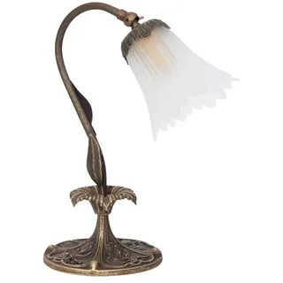 Licht-Erlebnisse Nachttischleuchte Dalida Messing Antik Rustikal Tischlampe E14