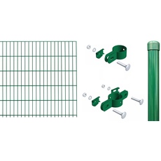 Alberts 684334 Einstab-Gittermatten-Set | Garden Typ 8/6/4 | verschiedene Längen und Höhen - wahlweise in verschiedenen Farben | grün | 2000 x 1250 mm | Zaunlänge: 30 m