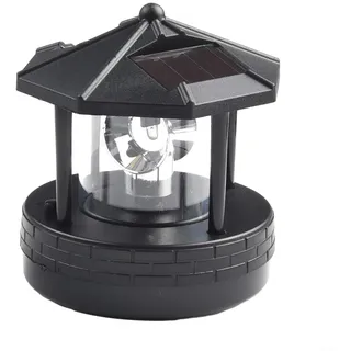 Solar-Leuchtturm-Licht für Garten und Rasen, mit wasserdichtem ABS-Körper und 360 Grad drehbarem weißem Licht (schwarz)