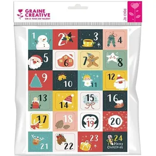 24 Sticker Zahlen für Adventskalender - Bunt