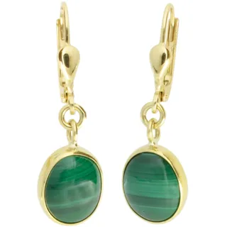 Ostsee-Schmuck Ohrhänger Classic Malachit Gold 333 10x8 mm