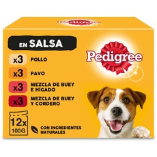 Pedigree Nassfutter für Hunde mit gemischten Geschmacksrichtungen in Sauce, Multipack (4 x 12 Beutel x 100 g)