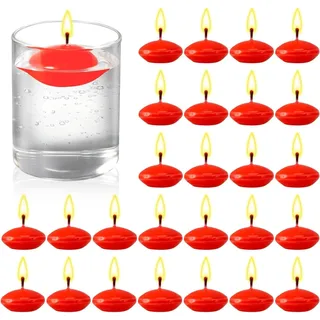 Rot Schwimmkerzen,30 Stück Unparfümierte Schwimmkerzen,Floating Candles,Wasserkerzen,Runden Teelichter Kerzen für Hochzeit,Pool,Partys,SPA,Badewannen,Valentinstag