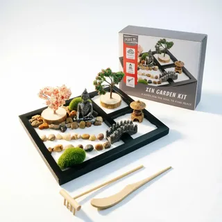 Zen Garten Set,Japanisches Zen Sand Garten Miniatur Geschenk Set,Japanischer Zen-Garten für den Schreibtisch, zen garten miniatur,Haus & Büro Deko