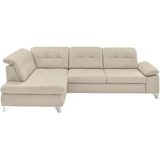 Beldomo Speed Ecksofa , Ecru , Metall , Echtleder , Rindleder , Ottomane links, nicht einzeln stellbar, L-Form , 309x211 cm , Goldenes M , Typenauswahl, Bettkasten erhältlich, Fußauswahl, Lederauswahl, Stoffauswahl, Sitzqualitäten, seitenverkehrt erhältlich, Bettfunktion erhältlich, Hocker erhältlich, Rückenfutter , Wohnzimmer, Sofas & Couches, Wohnlandschaften, Ecksofas