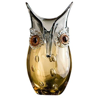 GILDE GLAS art Design-Vase Eule - Dekoobjekt handgefertigt aus Glas H 27 cm