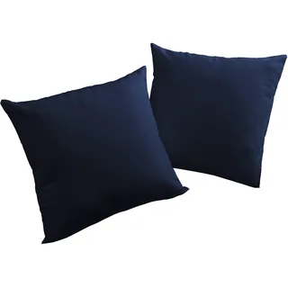 Dekokissen WIRTH "Newbury" Gr. 1, blau (dunkelblau, unifarben), B:40cm L:40cm, Baumwolle, Polyester, Dekokissen_Sitzkissen_Kissenhüllen, Dekokissen, Kissenhülle ohne Füllung, 2 Stück