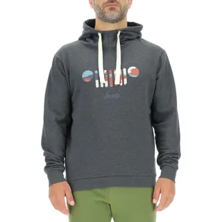 JEEP O102889-G557 J Herren Kapuzenpullover - Aufdruck Grille Baumrinde Camouflage Hintergrund J23W Dark Grey Melange L