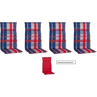 Beo Sitzauflage Hochlehner Gold Coast 4er-Set Rot kariert
