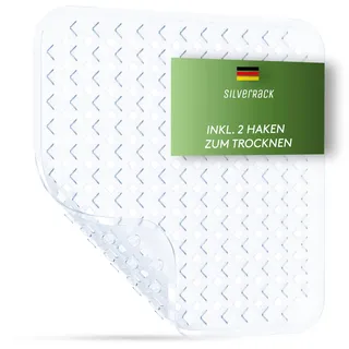 SilverRack Duschmatte rutschfest 53x53 cm (Transparent RAUTEN) - Antirutschmatte Dusche BPA frei für Kinder - Badematte maschinenwaschbar u. schimmelresistent - Duscheinlage rutschfest