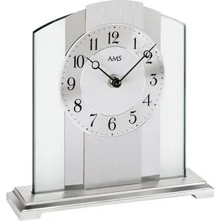 AMS 1120 Tischuhr Quarz silbern Metall mit Aluminium Chrom und Glas - Silber