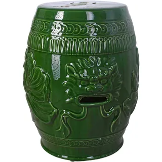 Keramik Hocker Antik Grün Gartenhocker China Sitzhocker Maskaron Podest Pouf