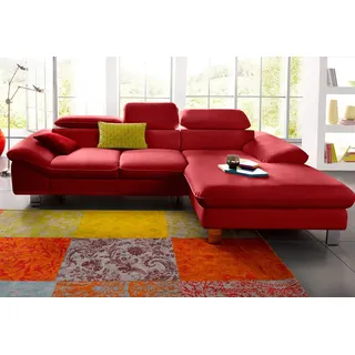 Cotta Ecksofa »Driver L-Form« mit Kopfteilverstellung, wahlweise mit Bettfunktion & Bettkasten, rot