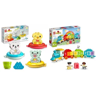 LEGO 10965 DUPLO Badewannenspaß: Schwimmender Tierzug & 10954 DUPLO Zahlenzug - Zählen Lernen, Zug Spielzeug, Lernspielzeug für Kinder ab 1, 5 Jahren, Baby Spielzeug für Mädchen und Jungen