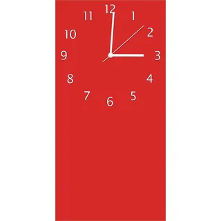 Wallario Design Wanduhr Rot aus Echtglas, Größe 30 x 60 cm - Rot