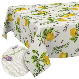 Tischdecke aus Stoff Textil abwaschbar Tischwäsche Tischtuch Baumwolle Polyester Lemon 120x140cm In-/Outdoor Tischdecke