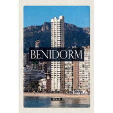 Blechschild 18x12 cm Benidorm Spain Panorama Poster