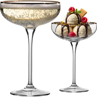 IMPERIAL glass Sektschalen mit Goldrand 270ml Champagnergläser Set 2-Teilig Sektgläser aus Crystalline Glas Vintage-Gläser