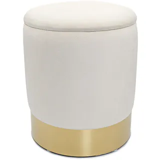 Samthocker Deko Hocker Samt Pouf Dekopouf Velour Stauraum creme weiß - Weiß