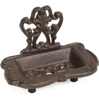 Moritz Seifenschale mit Zierrosette Seifenhalter Seifenablage Gußeisen Seife Schale Seifenigel Seifenbox Abtropfschale - Schwarz