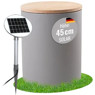 8 seasons DESIGN Solarleuchte Holz 45 cm inkl. Dämmerungssensor grau