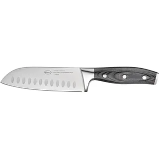 Santokumesser RÖSLE "WOLFGREY, klein, 15 cm, Griff Pakka", silberfarben, Klingenlänge 15cm, X50 CrMoV15 Klingenstahl, Kochmesser, Santokumesser