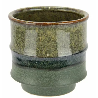 I.GE.A. Dekovase »Topf aus Keramik« Blumentopf geriffelt Zylinderform Übertopf Keramikvase Deko Dekovase, grün