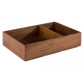 APS 11651 Holzbox "WOODY", 22,5 x 15 cm, Höhe 5,5 cm, 2 Fächer, Akazienholz