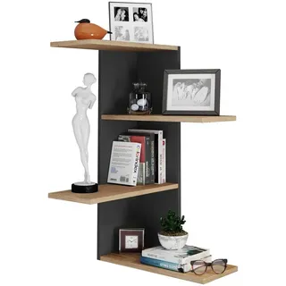 VCM Balos Eckregal Holz Schwarz