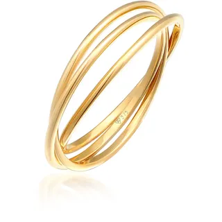 Silberring ELLI PREMIUM "Ring Wickelring Trio Basic 375 Gelbgold" Gr. 58, gold, Fingerringe, Damen, 58, Gelbgold 375, Silberring