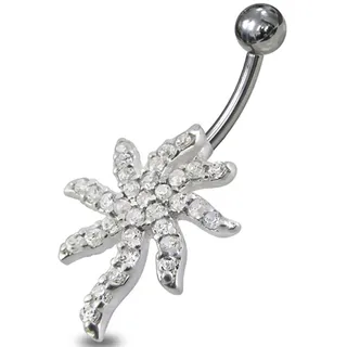 Firetti Bauchnabelpiercing »Schmuck Geschenk Piercing Silber 925 Körperschmuck PALMTREE Palme«, mit Zirkonia (synth.), silberfarben