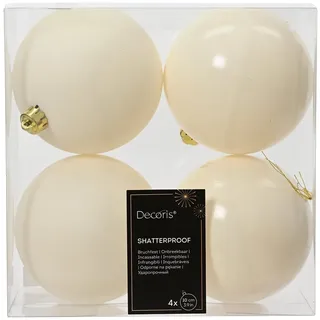 Kaemingk Weihnachtskugeln Kunststoff 10cm 4 Stück - Wollweiß - Weiß