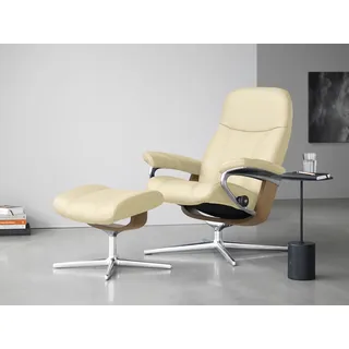 Stressless® Relaxsessel »Consul« mit Cross Base, Größe S, M & L, Holzakzent Eiche, in 2 Bezugsqualitäten lieferbar, beige