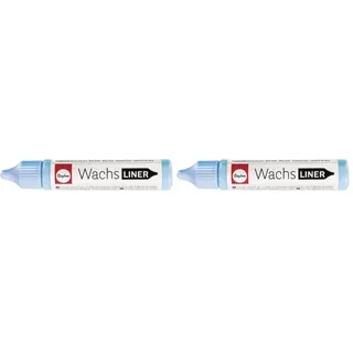 Rayher 31500358 Wachs-Liner, hellblau, Flasche 30 ml, zum Kerzen bemalen, Wachsstift, Flüssigwachs zum Malen direkt aus der Flasche, Babyblau (Packung mit 2)