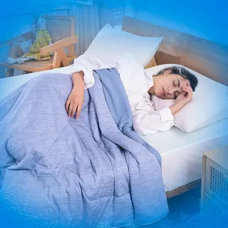 MH MYLUNE HOME Kühldecke Leichte Sommerdecke, Arc-Chill Q-Max>0.458, 2in1 Kühlende Bettdecke 200x220, Sommerbettdecke Kuscheldecke Wohndecke Sofadecke Reisedecke Cooling Blanket (blau, 200 x 220 cm)