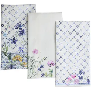 Maison d' Hermine Faience 100% Baumwolle Set von 3 Multi-Purpose Küchenhandtuch | Bar Handtücher | Frühling/Sommer (50 cm X 70 cm)