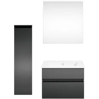 Puris Badezimmer , Anthrazit, Grau, Dunkelgrau , Holzwerkstoff , 2 Schubladen , 92.2 cm , Goldenes M, Made in Germany, Dgm , hängend , Badezimmer, Badmöbelsets & Badmöbelserien, Badmöbel-Sets