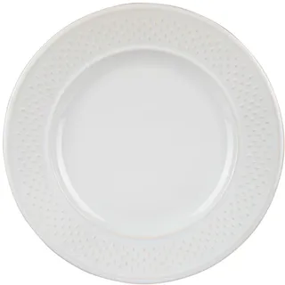 Geneviève Lethu 537945 Flacher Teller, Modell Reiskörner, Steingut, Weiß, Ø 27 cm