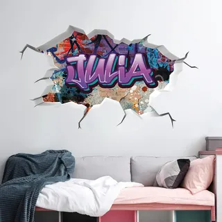 tjapalo® vr201 3D Wandtattoo Graffiti Name Wandaufkleber Kinderzimmer Mädchen wandtattoo Teenager Cool Wandtattoo Kinderzimmer Name, Größe: B40xH23cm