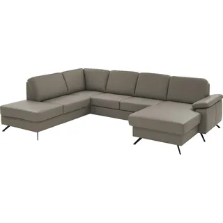 die planbar Wohnlandschaft Leder U-Form 3-Sitzer Artischocke