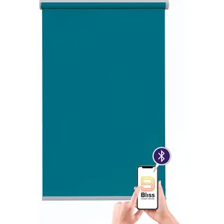 sunlines Elektrisches Rollo »Las Vegas« verdunkelnd Verdunkelung mit Bohren freihängend appgesteuert via Bluetooth, mit Motor und Akku, silberner Fallstab, blau