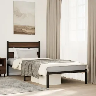 Bettgestell ohne Matratze mit Kopfteil Braun Eiche 80x200 cm - Polsterbett modernem Design 62458475 - Braun