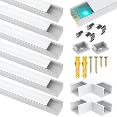 Angdarun LED Profil Aluminium 6 Pack, LED Profil für Breite bis16mm LED-Streifenlicht,Stripe/Streifen/Stripe, Alu Profil 1m/3.3ft für Led Kanal, Aluminium Profil für LED Band Zuhause Partei deko